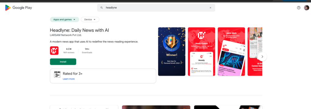 headlyne image from play store.